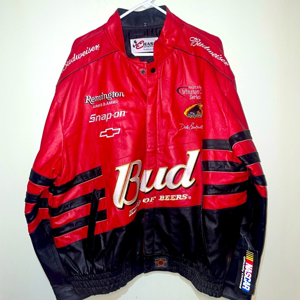 Vintage NASCAR Dale Earnhardt Jr. Budweiser Leather JACKET NOS JH Design XXL USA